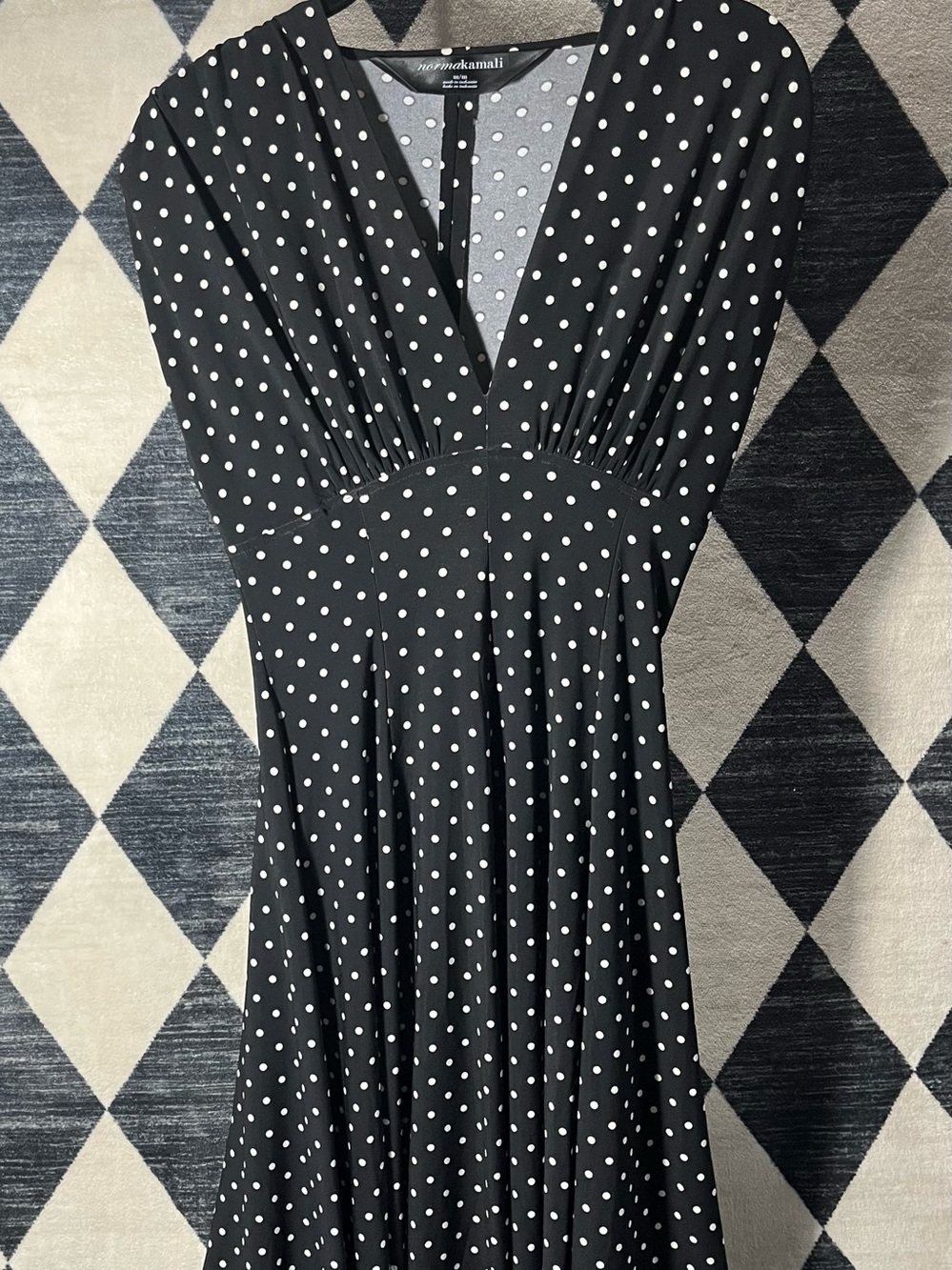 Norma Kamali Black and White Polka Dot Maxi Dress